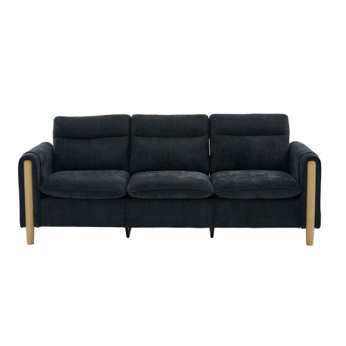 Large U-shaped sofa set with two storage ottomans; modular four-seater sofa with wooden table legs; comfortable fabric sofa, ideal for the living room and family area