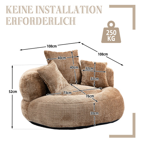 Lazy Sofa Durable Comfort Lounger High Back Bean Bag Chair Couch with Three Cushions for Adults and Kids, Indoor & Outdoor, Single Gaming Sofa Chair for Bedroom, Office