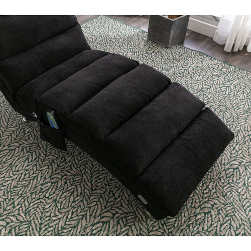 Modern, fixed recliner with full-body support, gentle vibration, and side storage pockets, suitable for office, living room, and bedroom