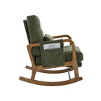 Modern rocking chair with footrest, corduroy baby armchair with side pockets, ergonomic leisure chair with lumbar cushion & adjustable backrest – suitable for living room, bedroom, and children's room (gray corduroy).