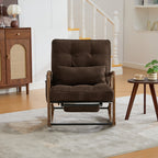 Modern rocking chair with footrest, corduroy baby armchair with side pockets, ergonomic leisure chair with lumbar cushion & adjustable backrest – suitable for living room, bedroom, and children's room (gray corduroy).