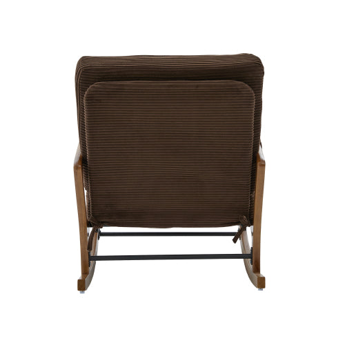 Modern rocking chair with footrest, corduroy baby armchair with side pockets, ergonomic leisure chair with lumbar cushion & adjustable backrest – suitable for living room, bedroom, and children's room (gray corduroy).