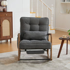Modern rocking chair with footrest, corduroy baby armchair with side pockets, ergonomic leisure chair with lumbar cushion & adjustable backrest – suitable for living room, bedroom, and children's room (gray corduroy).