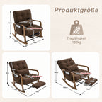 Modern rocking chair with footrest, corduroy baby armchair with side pockets, ergonomic leisure chair with lumbar cushion & adjustable backrest – suitable for living room, bedroom, and children's room (gray corduroy).
