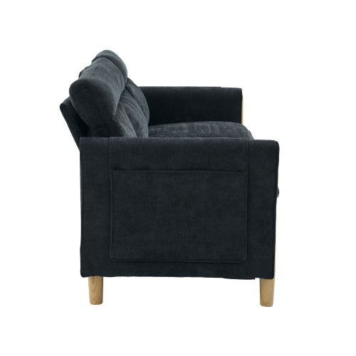 Large U-shaped sofa set with two storage ottomans; modular four-seater sofa with wooden table legs; comfortable fabric sofa, ideal for the living room and family area
