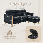 Large U-shaped sofa set with two storage ottomans; modular four-seater sofa with wooden table legs; comfortable fabric sofa, ideal for the living room and family area