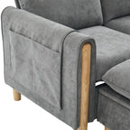 Large U-shaped sofa set with two storage ottomans; modular four-seater sofa with wooden table legs; comfortable fabric sofa, ideal for the living room and family area