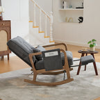 Modern rocking chair with footrest, corduroy baby armchair with side pockets, ergonomic leisure chair with lumbar cushion & adjustable backrest – suitable for living room, bedroom, and children's room (gray corduroy).