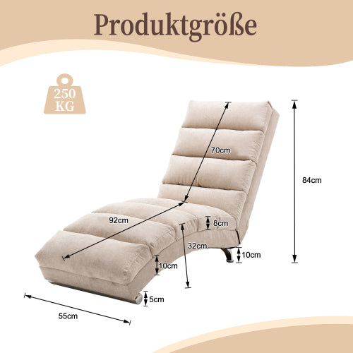 Modern, fixed recliner with full-body support, gentle vibration, and side storage pockets, suitable for office, living room, and bedroom