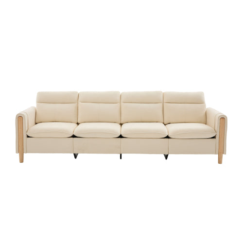 Large U-shaped sofa set with two storage ottomans; modular four-seater sofa with wooden table legs; comfortable fabric sofa, ideal for the living room and family area