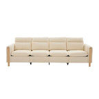 Large U-shaped sofa set with two storage ottomans; modular four-seater sofa with wooden table legs; comfortable fabric sofa, ideal for the living room and family area