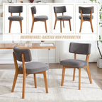 Modern Mid-Century Style Dining Chairs Set of 2, Solid Wood Legs, Fabric Upholstered Seat for Kitchen, Dining Room, or Office