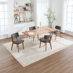 Modern Mid-Century Style Dining Chairs Set of 2, Solid Wood Legs, Fabric Upholstered Seat for Kitchen, Dining Room, or Office