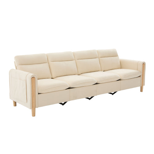 Large U-shaped sofa set with two storage ottomans; modular four-seater sofa with wooden table legs; comfortable fabric sofa, ideal for the living room and family area