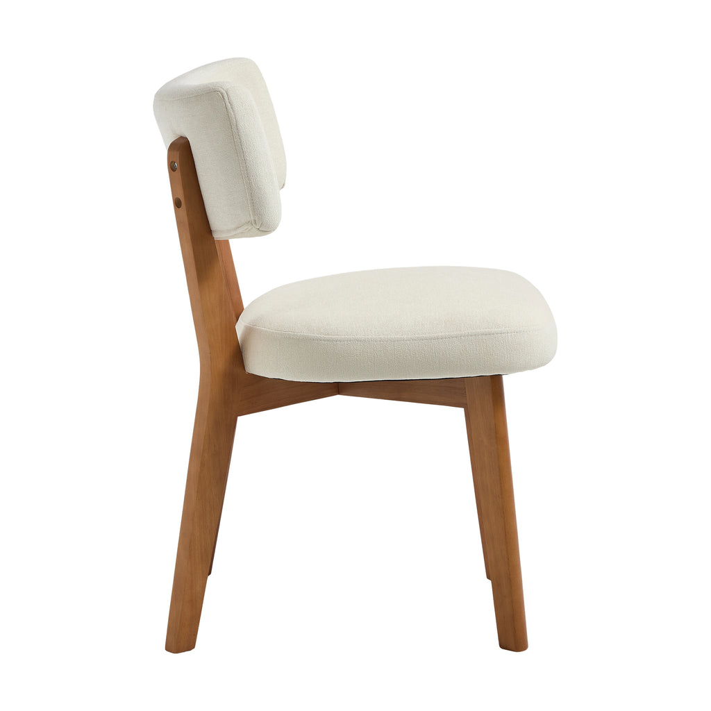 Modern Mid-Century Style Dining Chairs Set of 2, Solid Wood Legs, Fabric Upholstered Seat for Kitchen, Dining Room, or Office