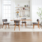 Modern Mid-Century Style Dining Chairs Set of 2, Solid Wood Legs, Fabric Upholstered Seat for Kitchen, Dining Room, or Office