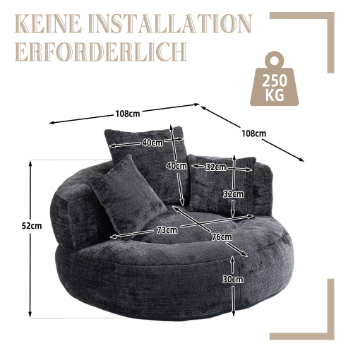 Lazy Sofa Durable Comfort Lounger High Back Bean Bag Chair Couch with Three Cushions for Adults and Kids, Indoor & Outdoor, Single Gaming Sofa Chair for Bedroom, Office