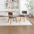 Modern Mid-Century Style Dining Chairs Set of 2, Solid Wood Legs, Fabric Upholstered Seat for Kitchen, Dining Room, or Office