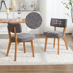 Modern Mid-Century Style Dining Chairs Set of 2, Solid Wood Legs, Fabric Upholstered Seat for Kitchen, Dining Room, or Office
