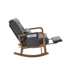 Modern rocking chair with footrest, corduroy baby armchair with side pockets, ergonomic leisure chair with lumbar cushion & adjustable backrest – suitable for living room, bedroom, and children's room (gray corduroy).