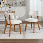 Modern Mid-Century Style Dining Chairs Set of 2, Solid Wood Legs, Fabric Upholstered Seat for Kitchen, Dining Room, or Office