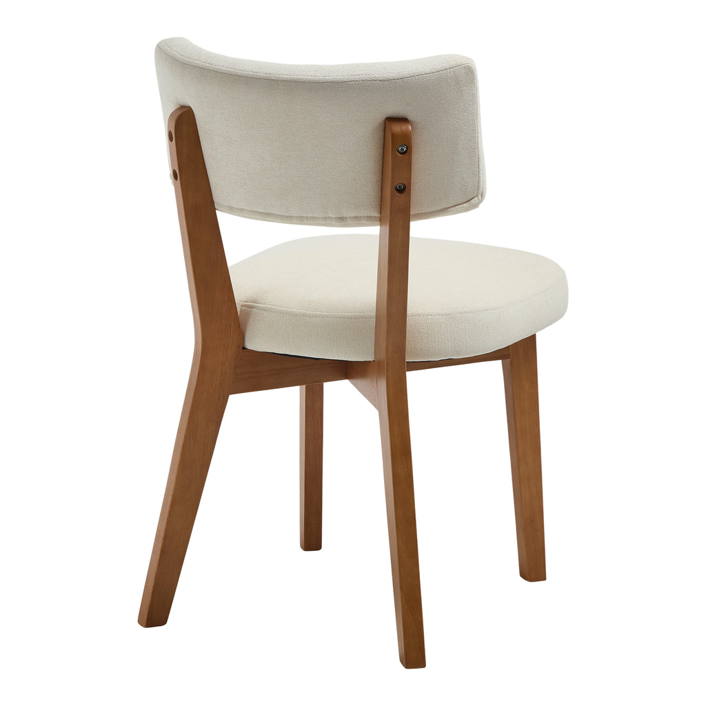 Modern Mid-Century Style Dining Chairs Set of 2, Solid Wood Legs, Fabric Upholstered Seat for Kitchen, Dining Room, or Office