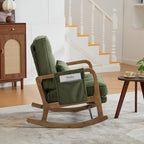 Modern rocking chair with footrest, corduroy baby armchair with side pockets, ergonomic leisure chair with lumbar cushion & adjustable backrest – suitable for living room, bedroom, and children's room (gray corduroy).