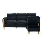 Large U-shaped sofa set with two storage ottomans; modular four-seater sofa with wooden table legs; comfortable fabric sofa, ideal for the living room and family area