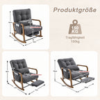 Modern rocking chair with footrest, corduroy baby armchair with side pockets, ergonomic leisure chair with lumbar cushion & adjustable backrest – suitable for living room, bedroom, and children's room (gray corduroy).
