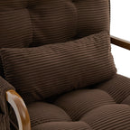 Modern rocking chair with footrest, corduroy baby armchair with side pockets, ergonomic leisure chair with lumbar cushion & adjustable backrest – suitable for living room, bedroom, and children's room (gray corduroy).