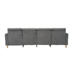 Large U-shaped sofa set with two storage ottomans; modular four-seater sofa with wooden table legs; comfortable fabric sofa, ideal for the living room and family area