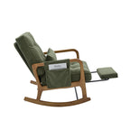 Modern rocking chair with footrest, corduroy baby armchair with side pockets, ergonomic leisure chair with lumbar cushion & adjustable backrest – suitable for living room, bedroom, and children's room (gray corduroy).
