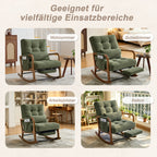 Modern rocking chair with footrest, corduroy baby armchair with side pockets, ergonomic leisure chair with lumbar cushion & adjustable backrest – suitable for living room, bedroom, and children's room (gray corduroy).
