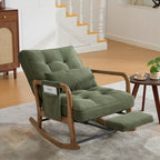 Modern rocking chair with footrest, corduroy baby armchair with side pockets, ergonomic leisure chair with lumbar cushion & adjustable backrest – suitable for living room, bedroom, and children's room (gray corduroy).