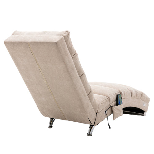 Modern, fixed recliner with full-body support, gentle vibration, and side storage pockets, suitable for office, living room, and bedroom
