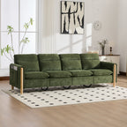 Large U-shaped sofa set with two storage ottomans; modular four-seater sofa with wooden table legs; comfortable fabric sofa, ideal for the living room and family area