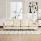 Large U-shaped sofa set with two storage ottomans; modular four-seater sofa with wooden table legs; comfortable fabric sofa, ideal for the living room and family area