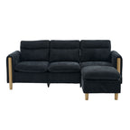 Large U-shaped sofa set with two storage ottomans; modular four-seater sofa with wooden table legs; comfortable fabric sofa, ideal for the living room and family area