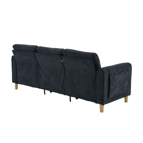 Large U-shaped sofa set with two storage ottomans; modular four-seater sofa with wooden table legs; comfortable fabric sofa, ideal for the living room and family area