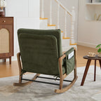 Modern rocking chair with footrest, corduroy baby armchair with side pockets, ergonomic leisure chair with lumbar cushion & adjustable backrest – suitable for living room, bedroom, and children's room (gray corduroy).