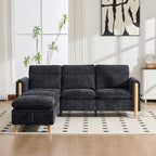Large U-shaped sofa set with two storage ottomans; modular four-seater sofa with wooden table legs; comfortable fabric sofa, ideal for the living room and family area