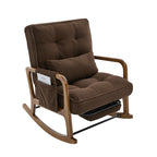 Modern rocking chair with footrest, corduroy baby armchair with side pockets, ergonomic leisure chair with lumbar cushion & adjustable backrest – suitable for living room, bedroom, and children's room (gray corduroy).