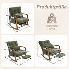 Modern rocking chair with footrest, corduroy baby armchair with side pockets, ergonomic leisure chair with lumbar cushion & adjustable backrest – suitable for living room, bedroom, and children's room (gray corduroy).