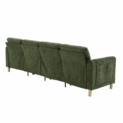 Large U-shaped sofa set with two storage ottomans; modular four-seater sofa with wooden table legs; comfortable fabric sofa, ideal for the living room and family area