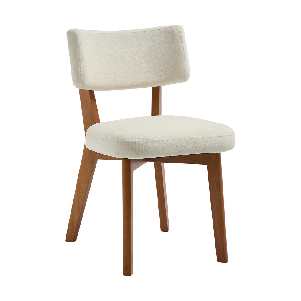 Modern Mid-Century Style Dining Chairs Set of 2, Solid Wood Legs, Fabric Upholstered Seat for Kitchen, Dining Room, or Office