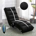 Modern, fixed recliner with full-body support, gentle vibration, and side storage pockets, suitable for office, living room, and bedroom