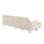 Large U-shaped sofa set with two storage ottomans; modular four-seater sofa with wooden table legs; comfortable fabric sofa, ideal for the living room and family area