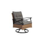 Outdoor swivel rocking chair set, 3 pieces, with 1 table and 2 rocking chairs, support 350 lbs, brown wicker outdoor furniture patio conversation set