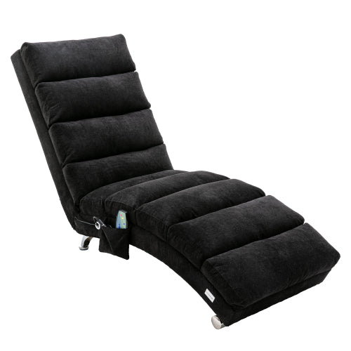 Modern, fixed recliner with full-body support, gentle vibration, and side storage pockets, suitable for office, living room, and bedroom