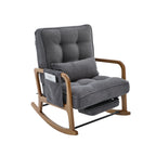 Modern rocking chair with footrest, corduroy baby armchair with side pockets, ergonomic leisure chair with lumbar cushion & adjustable backrest – suitable for living room, bedroom, and children's room (gray corduroy).